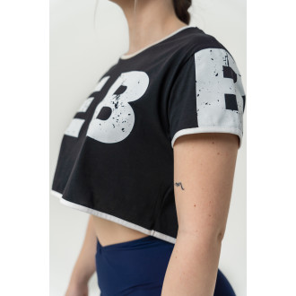 NEBBIA - Pamut crop top GAME ON 610 (black)