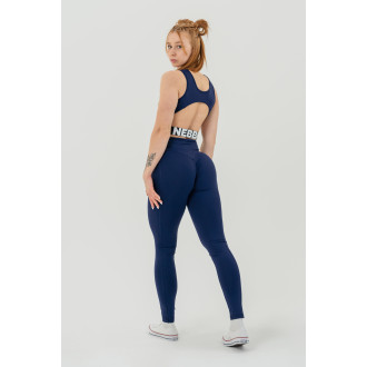 NEBBIA - Magas derekú fitness leggings GLUTE CHECK 613 (dark blue)