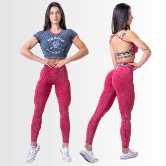 NEBBIA - Washed pamut magas derekú leggings LEGACY 777 (red)