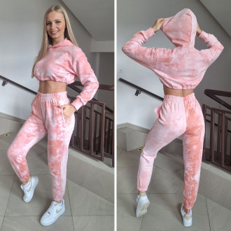 NEBBIA - Batikolt kapucnis pulóver Re-fresh 591 (pink)