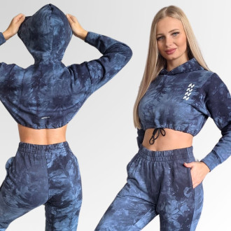 NEBBIA - Batikolt kapucnis pulóver Re-fresh 591 (blue)