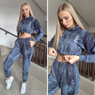 NEBBIA - Batikolt kapucnis pulóver Re-fresh 591 (blue)