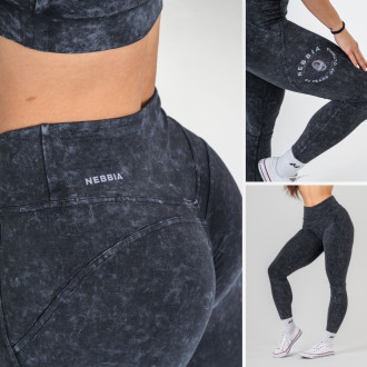 NEBBIA - Washed magas derekú leggings pamutból GYM WARRIOR 776 (black)