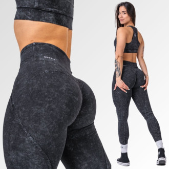 NEBBIA - Washed magas derekú leggings pamutból GYM WARRIOR 776 (black)