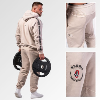 NEBBIA - Washed zsebes melegítőnadrág LEGEND 795 (light grey)