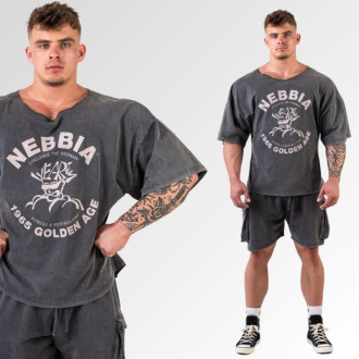 NEBBIA - Washed pamut rag top GOLDEN AGE 788 (black)