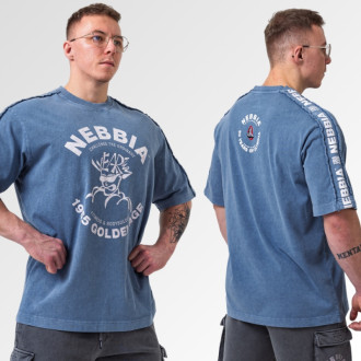 NEBBIA - Washed oversized póló GOLDEN AGE 790 (blue)