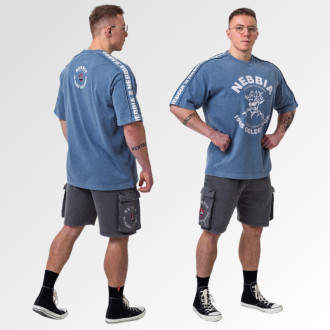 NEBBIA - Washed oversized póló GOLDEN AGE 790 (blue)