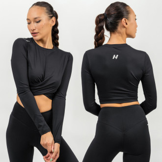 NEBBIA - Hosszú ujjú crop top ELEVATED 468 (black)