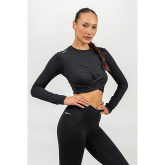 NEBBIA - Hosszú ujjú crop top ELEVATED 468 (black)