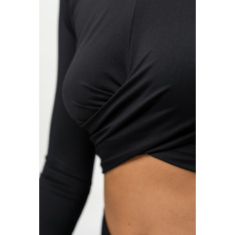 NEBBIA - Hosszú ujjú crop top ELEVATED 468 (black)