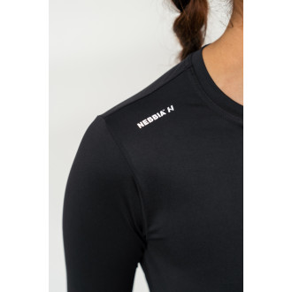 NEBBIA - Hosszú ujjú crop top ELEVATED 468 (black)
