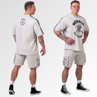 NEBBIA - Washed laza cargo rövidnadrág LEGACY 787 (light grey)