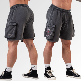 NEBBIA - Washed laza cargo rövidnadrág LEGACY 787 (black)