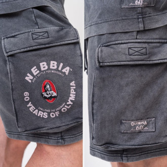 NEBBIA - Washed laza cargo rövidnadrág LEGACY 787 (black)