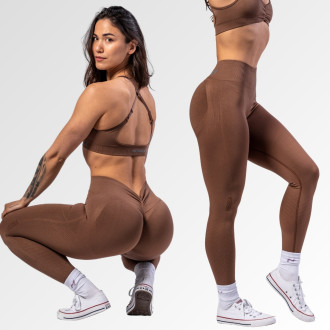 NEBBIA - Varrás nélküli magas derekú push-up leggings TOTALLY SEAMLESS 303 (brown)