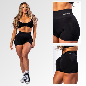 NEBBIA - Varrás nélküli magas derekú push-up short TOTALLY SEAMLESS 304 (black)
