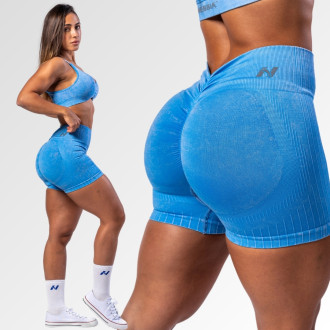 NEBBIA - Varrás nélküli magas derekú push-up short TOTALLY SEAMLESS 304 (blue)