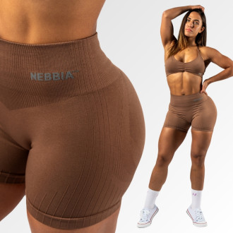 NEBBIA - Varrás nélküli magas derekú push-up short TOTALLY SEAMLESS 304 (brown)