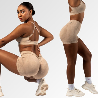 NEBBIA - Varrás nélküli magas derekú push-up short TOTALLY SEAMLESS 304 (cream)