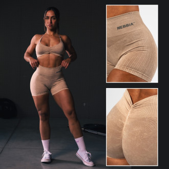 NEBBIA - Varrás nélküli magas derekú push-up short TOTALLY SEAMLESS 304 (cream)