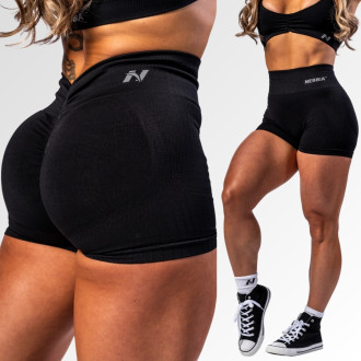 NEBBIA - Varrás nélküli magas derekú push-up short TOTALLY SEAMLESS 304 (black)