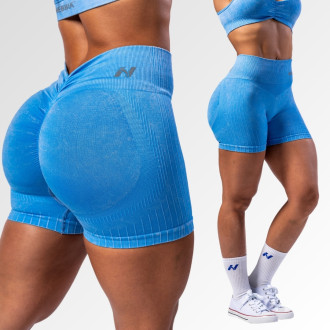 NEBBIA - Varrás nélküli magas derekú push-up short TOTALLY SEAMLESS 304 (blue)