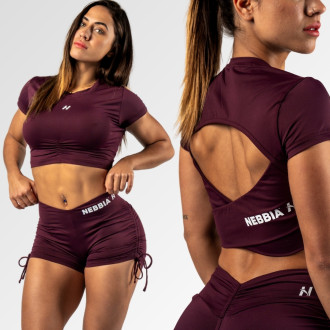 NEBBIA  - Open-back crop top STRONG BEAUTY 430 (dark red)