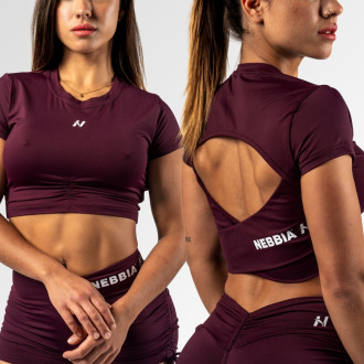 NEBBIA  - Open-back crop top STRONG BEAUTY 430 (dark red)