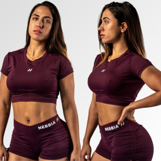 NEBBIA  - Open-back crop top STRONG BEAUTY 430 (dark red)