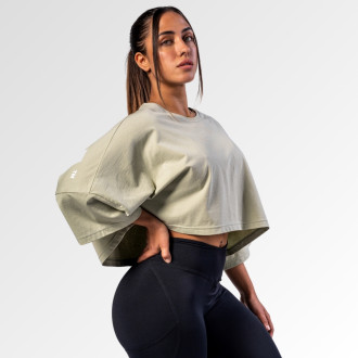 NEBBIA  - Oversized crop póló JUST FLOW 431 (light green)