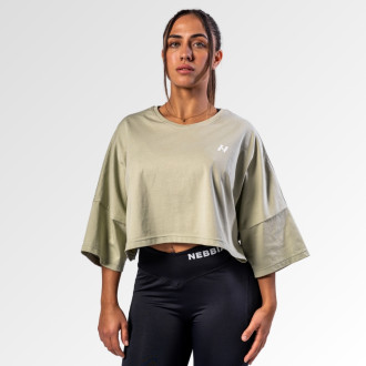 NEBBIA  - Oversized crop póló JUST FLOW 431 (light green)