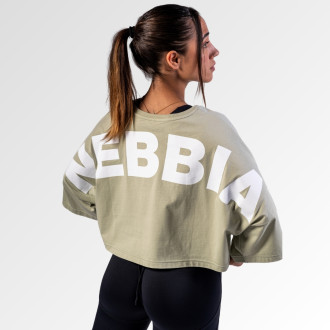 NEBBIA  - Oversized crop póló JUST FLOW 431 (light green)