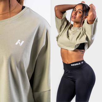 NEBBIA  - Oversized crop póló JUST FLOW 431 (light green)