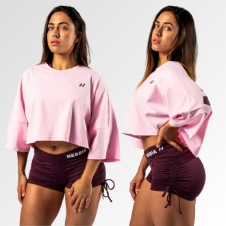 NEBBIA  - Oversized crop póló JUST FLOW 431 (pink)
