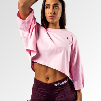 NEBBIA  - Oversized crop póló JUST FLOW 431 (pink)