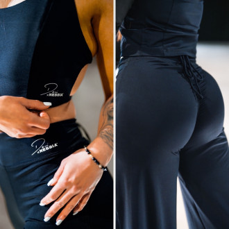 NEBBIA - Deni x NEBBIA Flared nadrág magas derékkal 312 (black)
