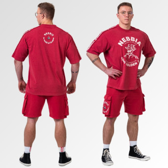 NEBBIA - Washed laza cargo rövidnadrág LEGEND 787 (red)