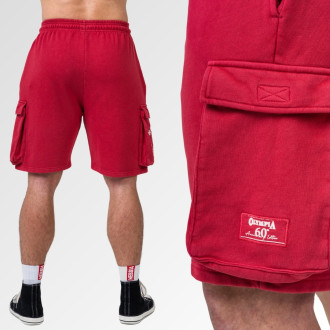 NEBBIA - Washed laza cargo rövidnadrág LEGEND 787 (red)