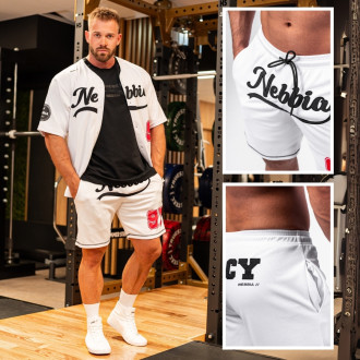 NEBBIA - Baseball stílusú fitness short 379 (white)