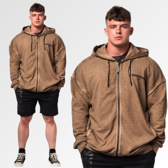 NEBBIA - Férfi cipzáras fitness felső 362 (light brown)