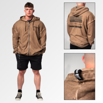 NEBBIA - Férfi cipzáras fitness felső 362 (light brown)