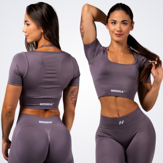 NEBBIA - Alakformáló crop-top FLOW SEAMLESS 499 (dark grey)