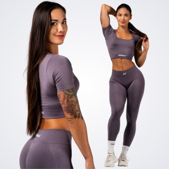 NEBBIA - Alakformáló crop-top FLOW SEAMLESS 499 (dark grey)