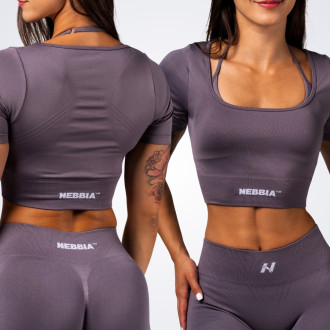 NEBBIA - Alakformáló crop-top FLOW SEAMLESS 499 (dark grey)