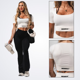 NEBBIA - Alakformáló crop-top FLOW SEAMLESS 499 (cream)
