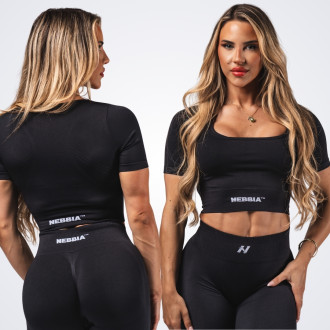 NEBBIA - Alakformáló crop-top FLOW SEAMLESS 499 (black)