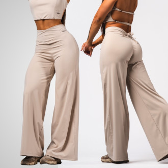 NEBBIA - Női trapéz szárú fitness nadrág DENI 312 (cream)