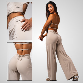 NEBBIA - Női trapéz szárú fitness nadrág DENI 312 (cream)