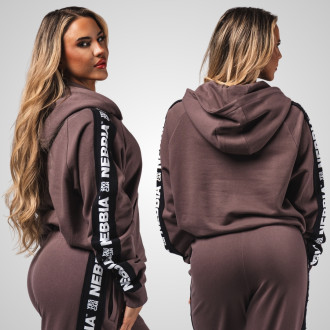 NEBBIA - Női sport melegítőfelső OFF DUTY 489 (dark brown)